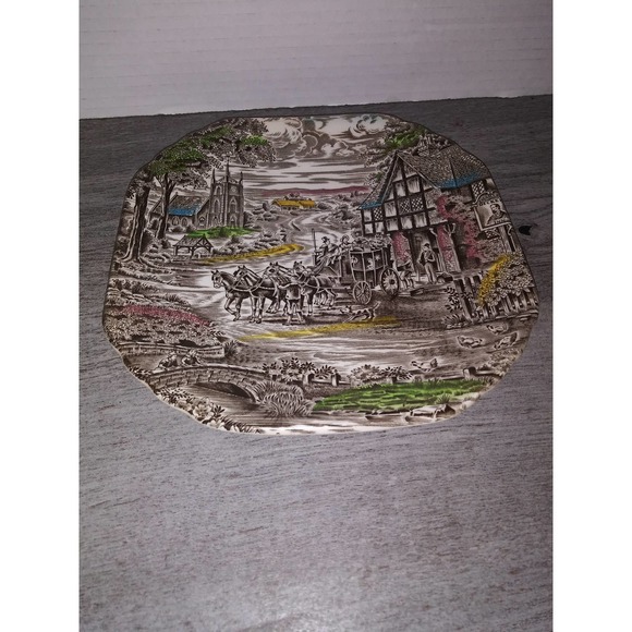 Enoch Wedgwood (Tunstall) LTD. Dickens Coaching Days Plate 7 3/4" England - Picture 1 of 4